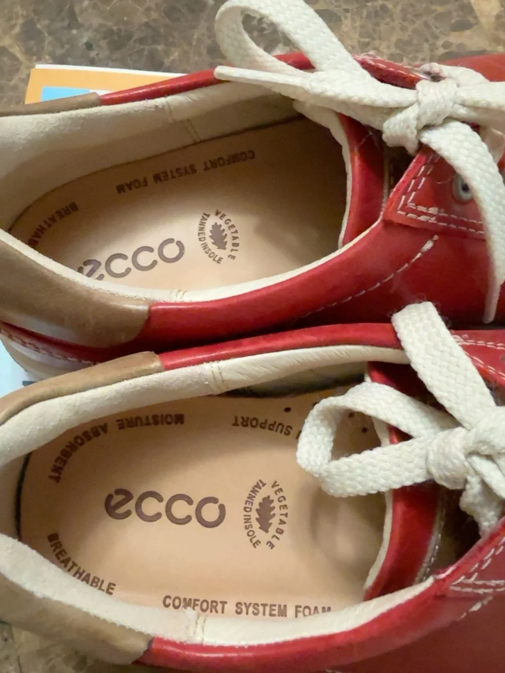 ECCO Red Leather Lace-Up Comfort Sneakers EU 39